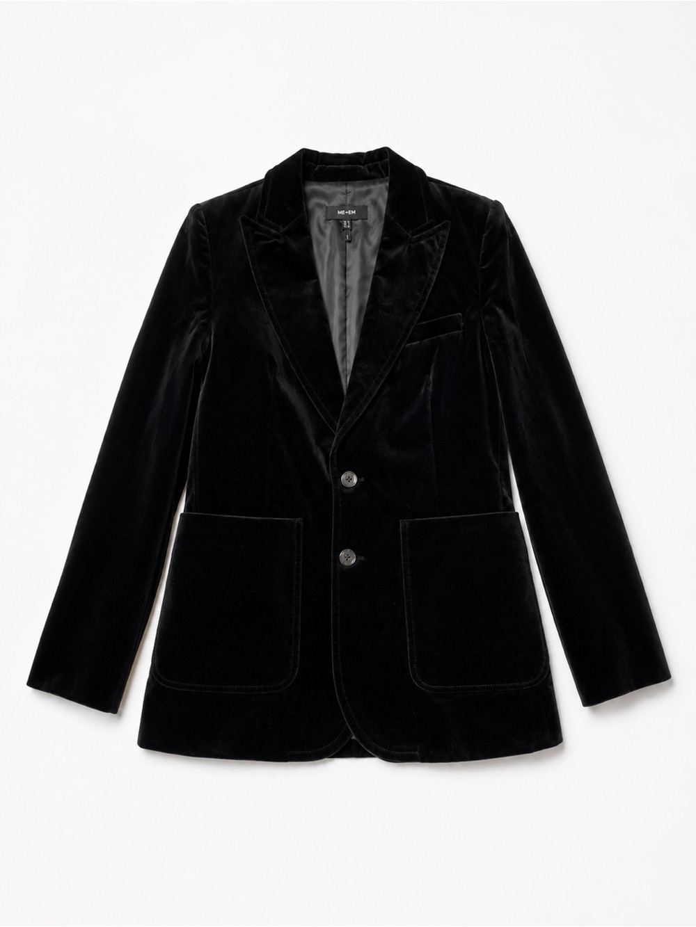 ME+EM Luxurious Italian Velvet Single-Breasted Blazer Black US 6